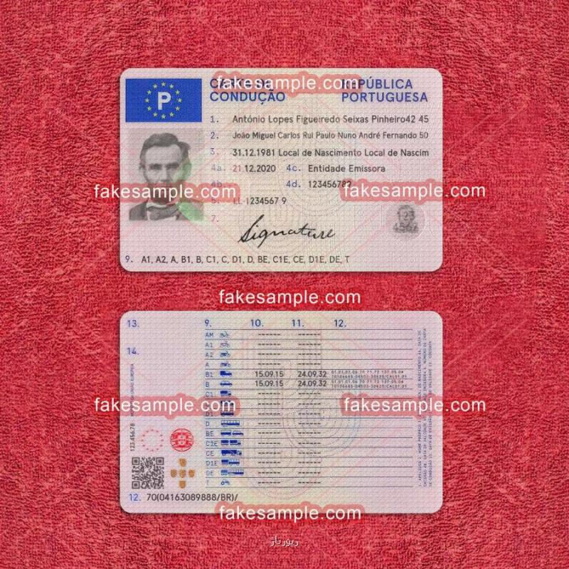 Portugal Driver Licence Fake Template